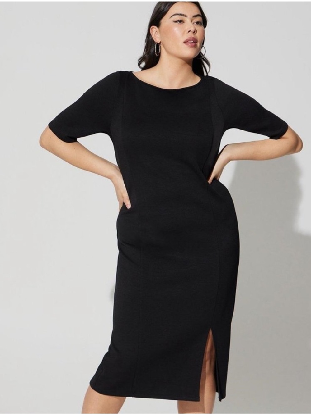 Torrid Midi Studio Cupro Bodycon Dress Deep Black 1/1X - Stretch